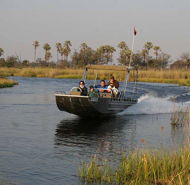 Boating at the Okavango Delta